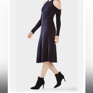 BCBG MAXAZRIA Ines Cold Shoulder Sweater DRESS SIZE L BLACK NORDSTROM